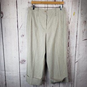 Benard Couture Vintage Capri Pants Womens Size 14 Striped Wide Leg Rayon Gray